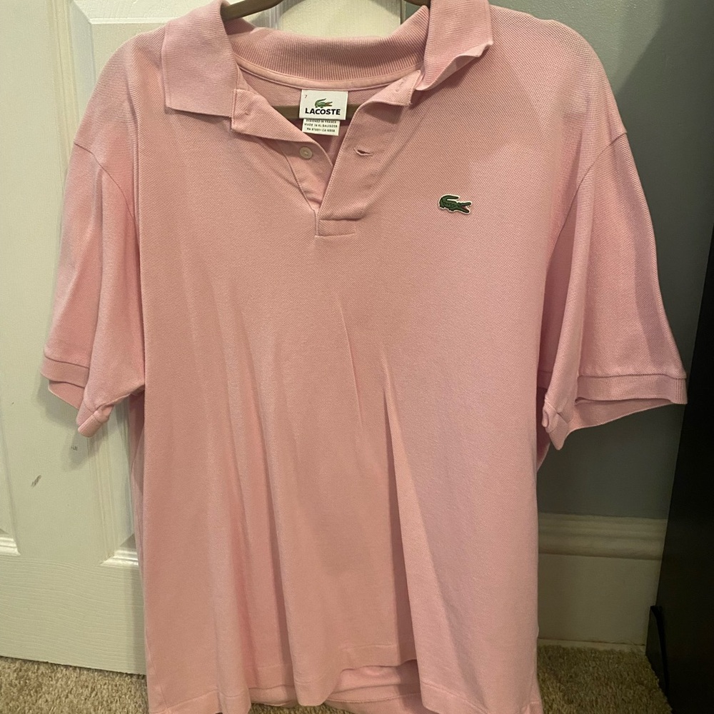 Large pink Lacoste collared shirt